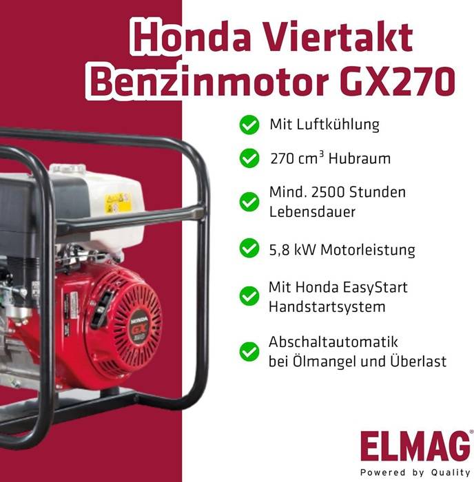 Stromerzeuger SEB 4100WE-AVR Motorleistung 5,8kW m.HONDA-Motor GX270 Benzin-1