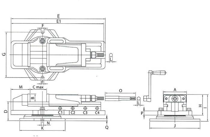 Maschinenschraubstock CB 150 Backen-B.155mm hydr. Spann-W.0-100/98-200/195-300mm-3
