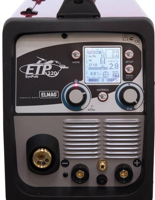 Schweißinverter ETP 220 SynPuls 20-200A/MMA 5-200A STAHL-Set 230V Stecker 32A-2