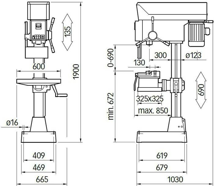 ELMAG PREMIUM Highspeed-Säulenbohrmaschine Modell R32VS PGM inkl. schwenkbarem Schraubstocktisch-1