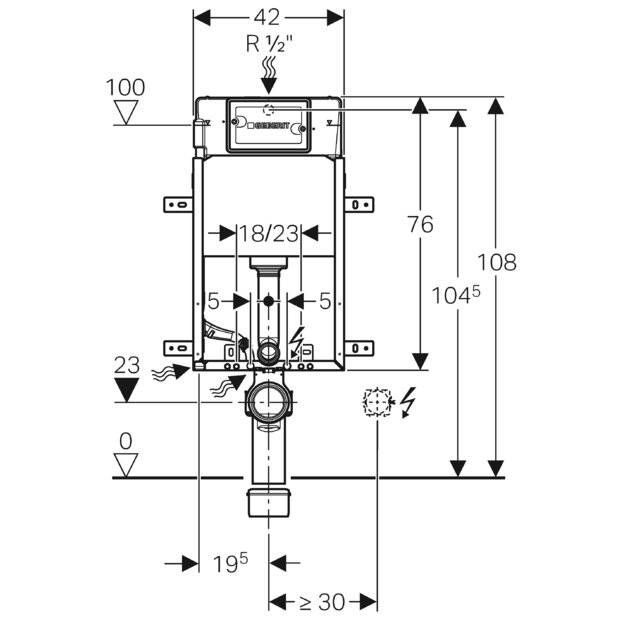Geberit KombifixBasic Element für Wand-WC 108cm, mit Delta Unterputzspülkasten 12cm-2