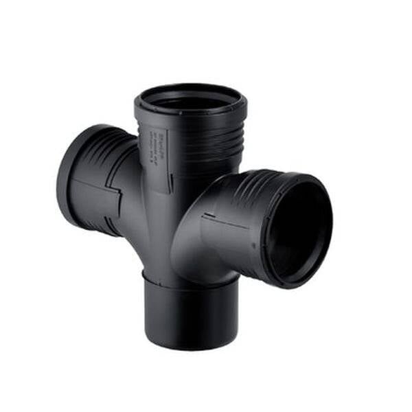 Geberit Silent-PP Bogenabzweig 87,5 Grad Außendurchmesser zweifach 90mm, D1 D2 90mm-1