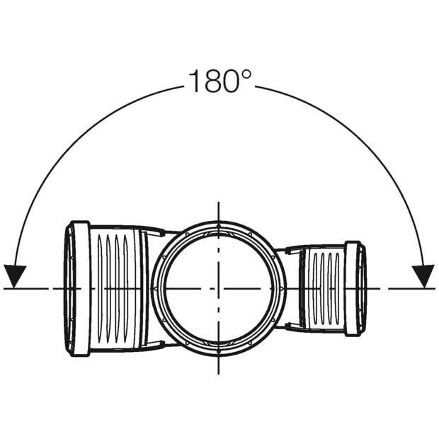 Geberit Silent-PP Bogenabzweig 87,5 Grad Außendurchmesser zweifach 90mm, D1 D2 90mm-2