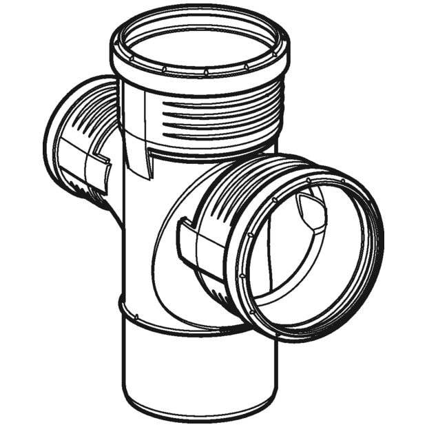 Geberit Silent-PP Bogenabzweig 87,5 Grad Außendurchmesser zweifach 90mm, D1 D2 90mm-4