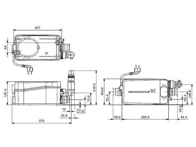 GRUNDFOS Kleinhebeanlage Sololift2 D-2 0,2kW 230V 376x165x217mm-1