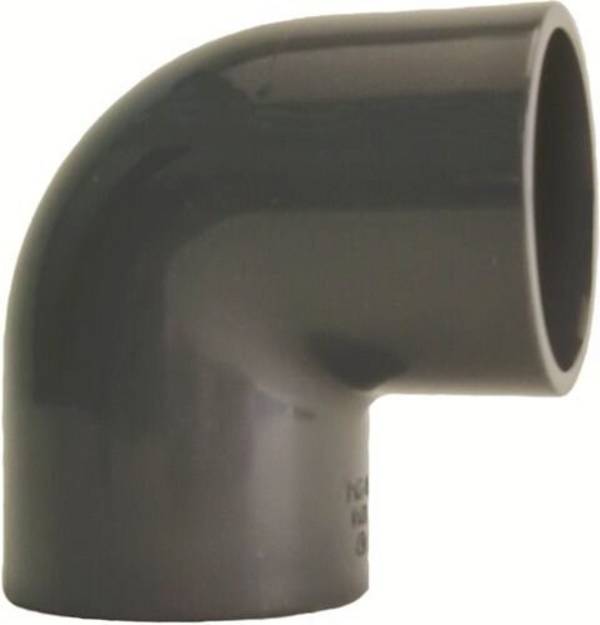 INDUSTRIE HI-Winkel 21.10.01 90 Grad 721100109 d=40mm, mit 2 Muffen, PVC-hart