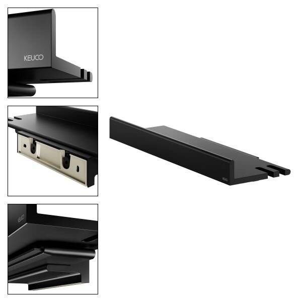 Keuco Reva Duschablage mit integriertem Glasabzieher, Schwarz matt, 12859370000-4