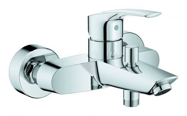 Grohe Eurosmart Einhand-Wannenbatterie, Wandmontage, Temperaturbegrenzer, S-Anschlüsse, Chrom, 33300003-4