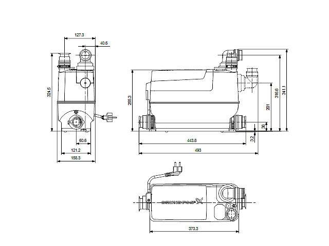 GRUNDFOS Kleinhebeanlage Sololift2 C-3 0,6kW 230V 446x159x340mm-1