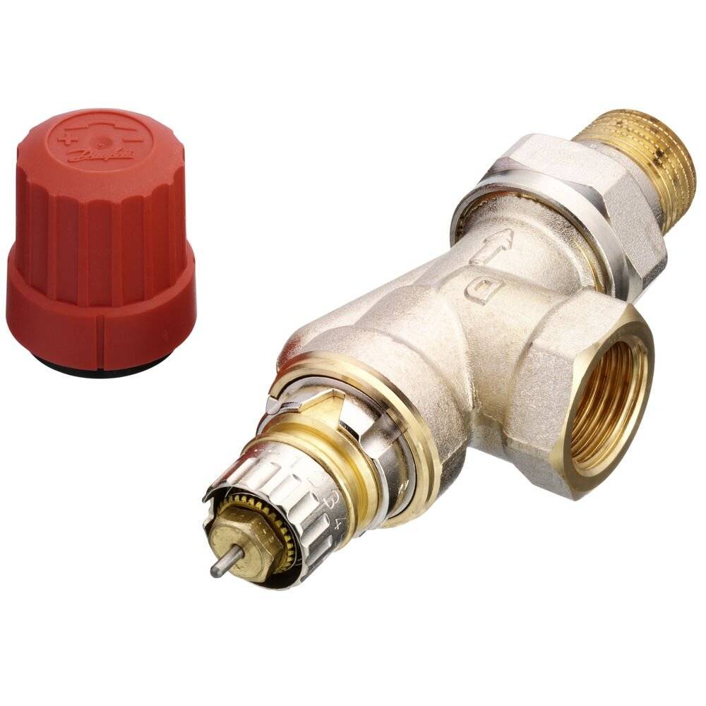 Danfoss Ventilgehäuse RA-N, DN 15, R 1/2", Axialausführung, matt vernickelt, 013G0153-4
