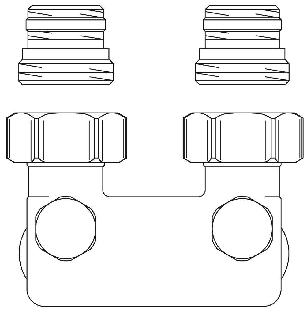 OVENTROP Umlenkstück mit Absperrung Winkelform, 50mm, 1/2"AGx3/4"AG, vern.-1