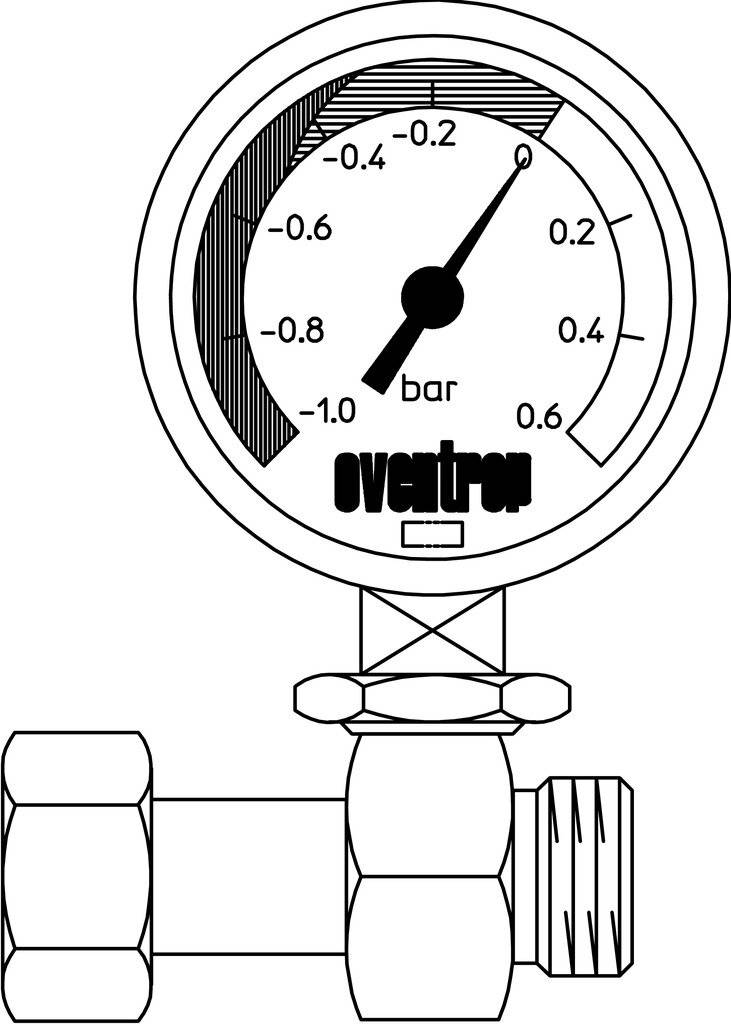 OVENTROP Unterdruckmanometer m.Anschlussstück,3/8 ÜMxG3/8m.Innenkonus-1