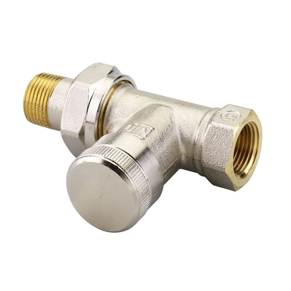 Danfoss Rücklaufverschraubung RLV 10, R 3/8", Durchgangsausführung, vernickelt, 003L0142-4