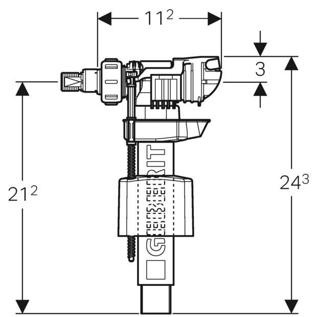 GEBERIT Typ 380 Füllventil, WA seitlich 3/8", Nippel aus Messing,-2