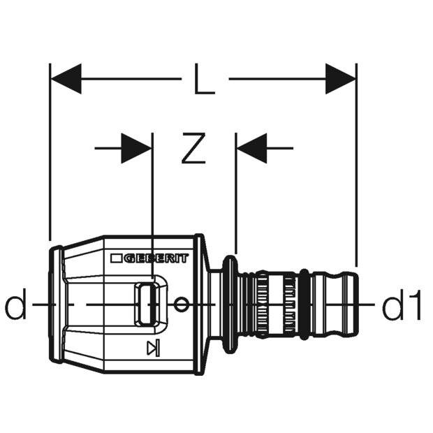 Geberit GE PushFit Übergang, PVDF auf Mepla, d25 x d26mm, 1 Stk.-1