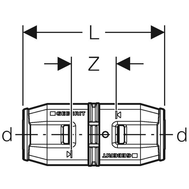 Geberit GE PushFit Kupplung, PVDF, d16mm, 1 Stk.-1