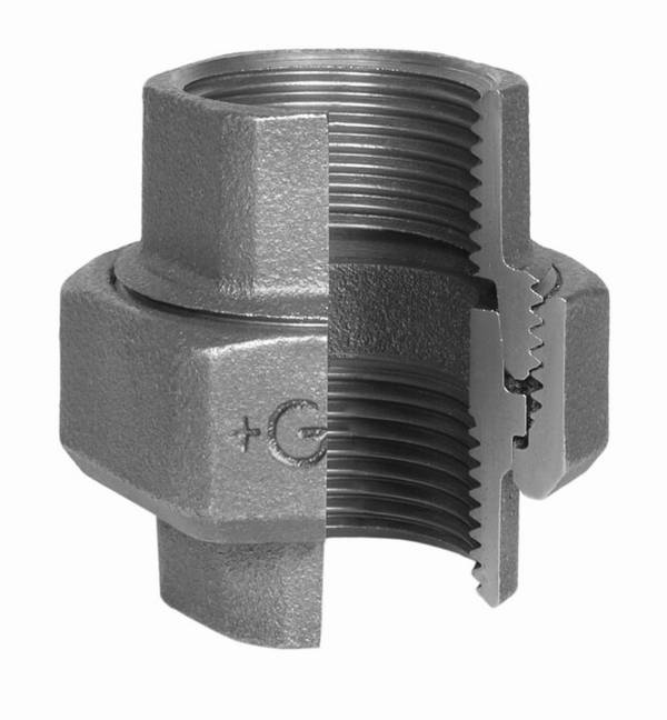 SCHMIDT HERMANN Temperguss-Verschraubung Nr.340 11/2", Kegeldichtung, mit 2 IG, verzinkt