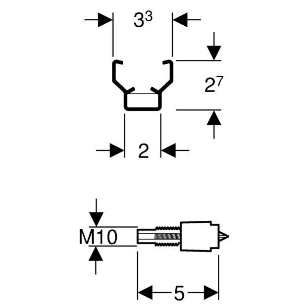 Geberit GIS Befestigungsclip M10, 3,3cm, galvanisch verzinkt, 461004001-2