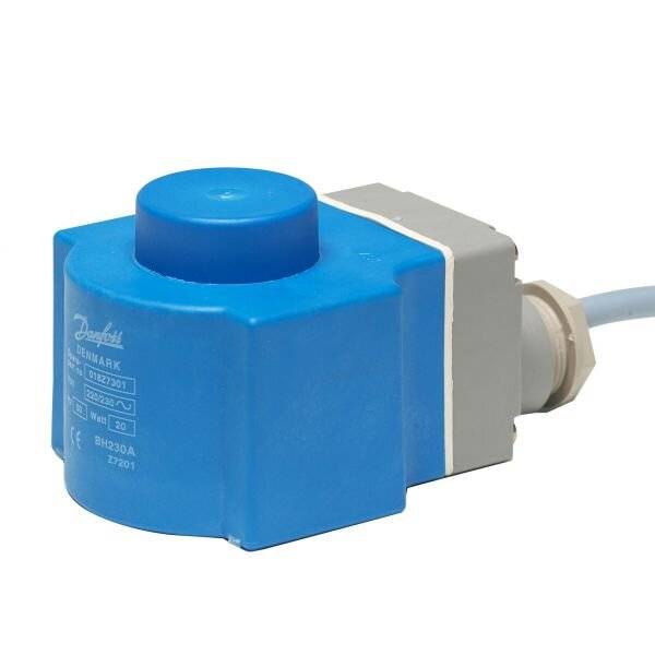 Danfoss Spule BN für Magnetventil mit eingebautem Gleichrichter, 230V, 50Hz, 20W, 018F7301-0