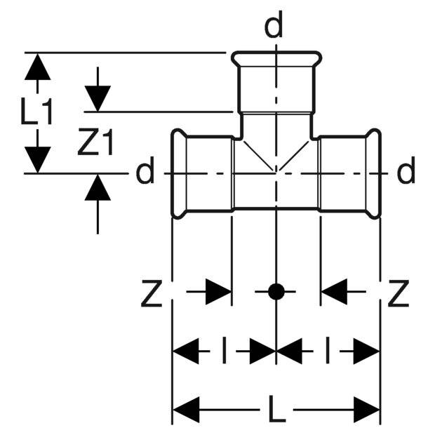 GEBERIT Mapress C-Stahl T-Stück egal d15-15-15-2