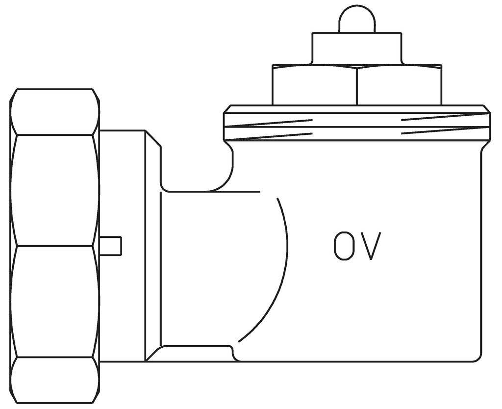 OVENTROP Winkeladapter für Ventil-HK weiß, Gewindeanschluss M30x1,5-1
