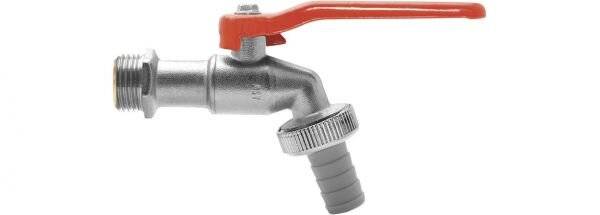 ASW SCHMIDT Kugel-Auslaufventil MS vc 3/4" mit mit Schlauchverschraubung Griff rot