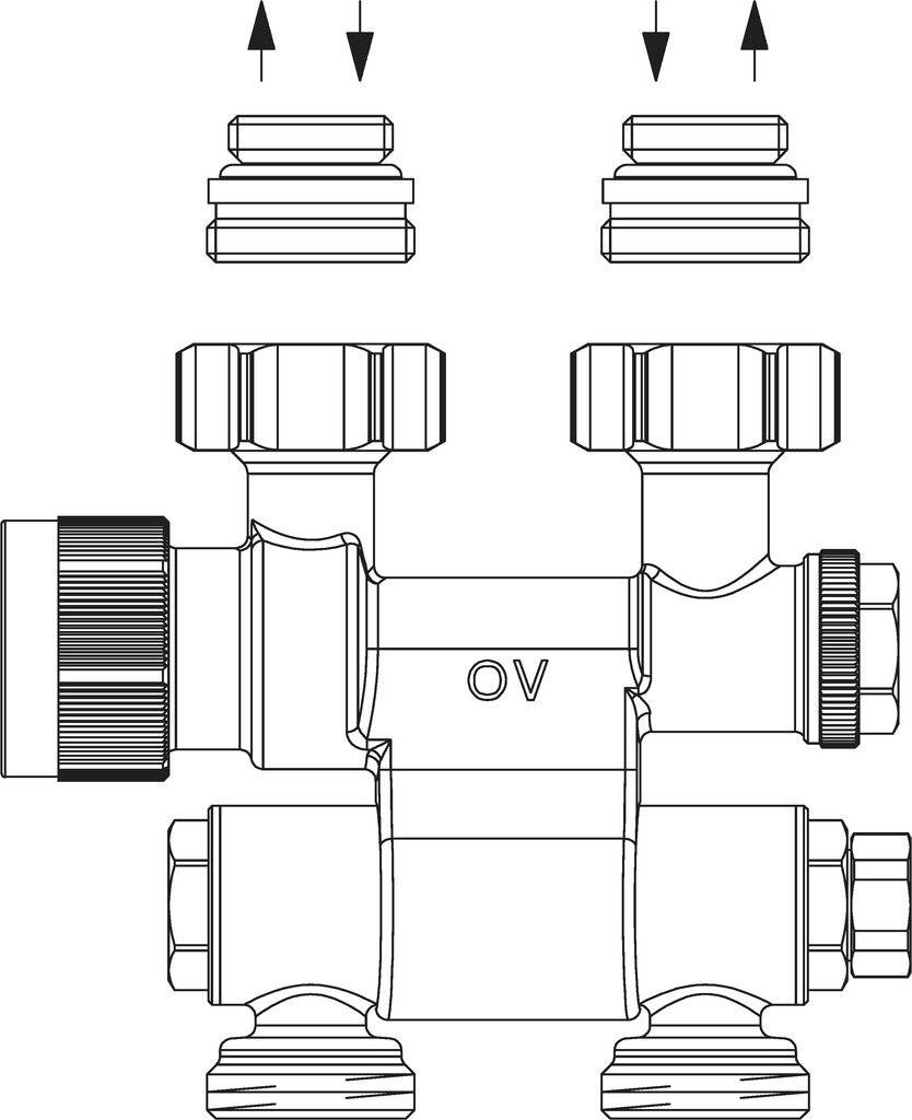 OVENTROP Anschlussarmatur"Multiblock TF" 1/2"AG x 3/4"AG,1-u.2-Rohr,Ms,schwenkbar-1