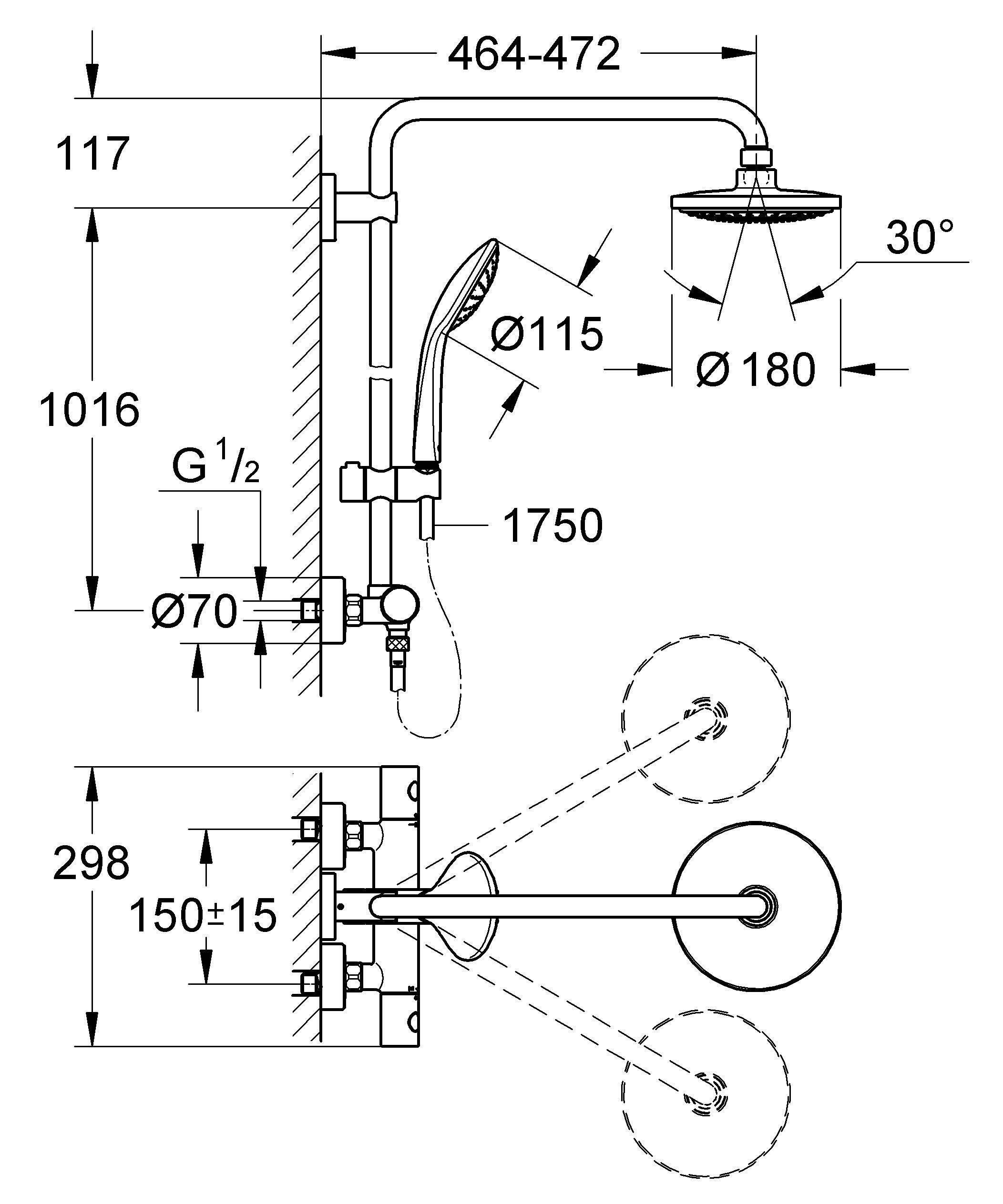 GROHE Duschsystem Euphoria 180 27296_1 mit Thermostat 450mm Duscharm chrom-2