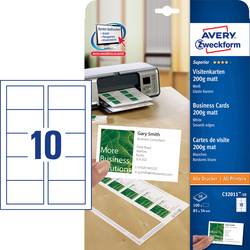 Image of Avery-Zweckform C32011-10 Bedruckbare Visitenkarten, glatte Kanten 85 x 54 mm Weiß 100 St. Papierformat: DIN A4