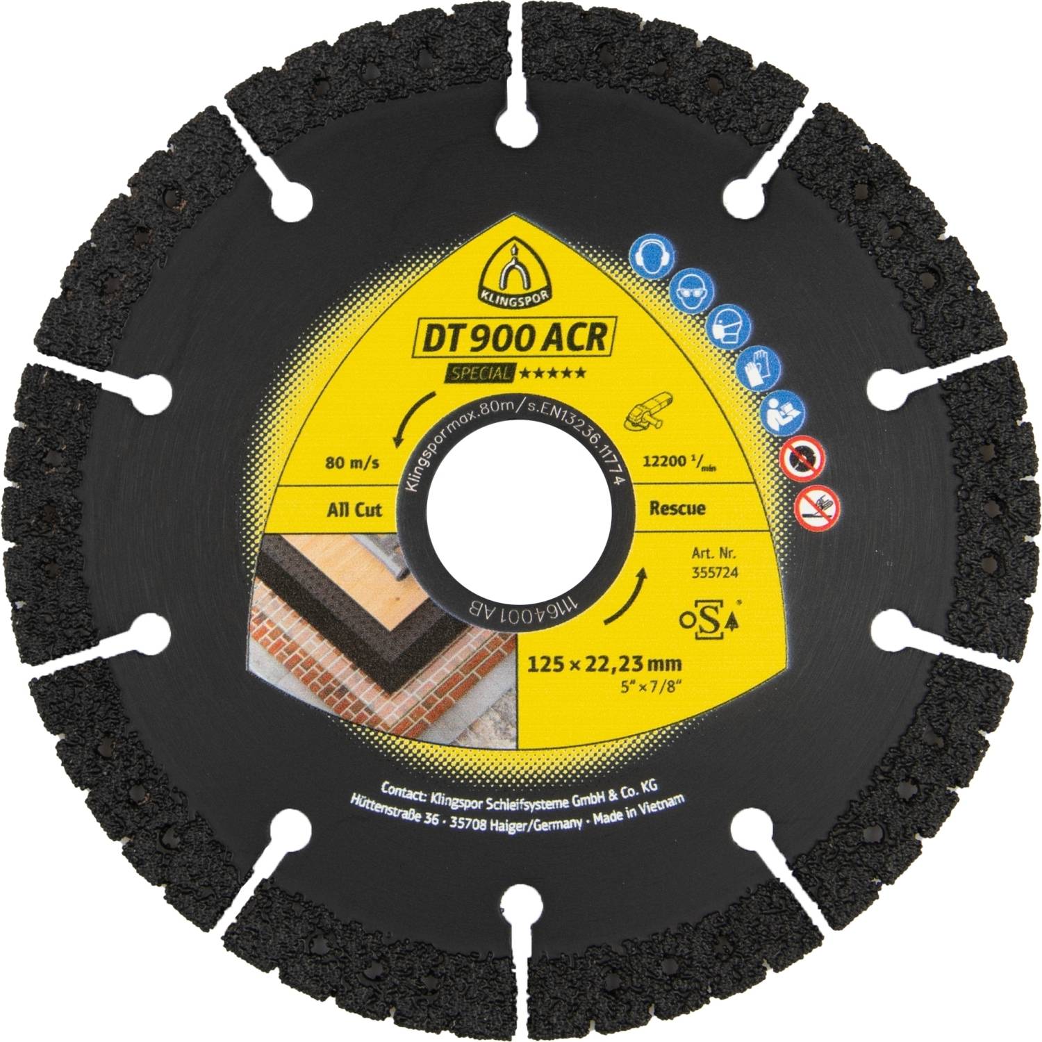 Universal-Diamanttrennscheibe DT 900 ACR Special für Baustellenmaterialien 125 x 2,8 x 22,23 mm-0