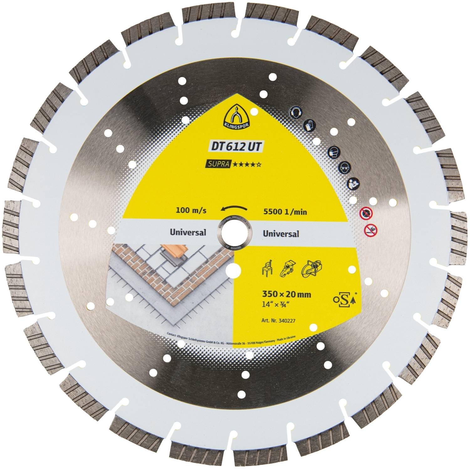 Diamantgroßtrennscheibe DT 612 UT Supra für Beton Baustellenmaterial Turboverzahnung 400 x 3,6 x 20 mm-0