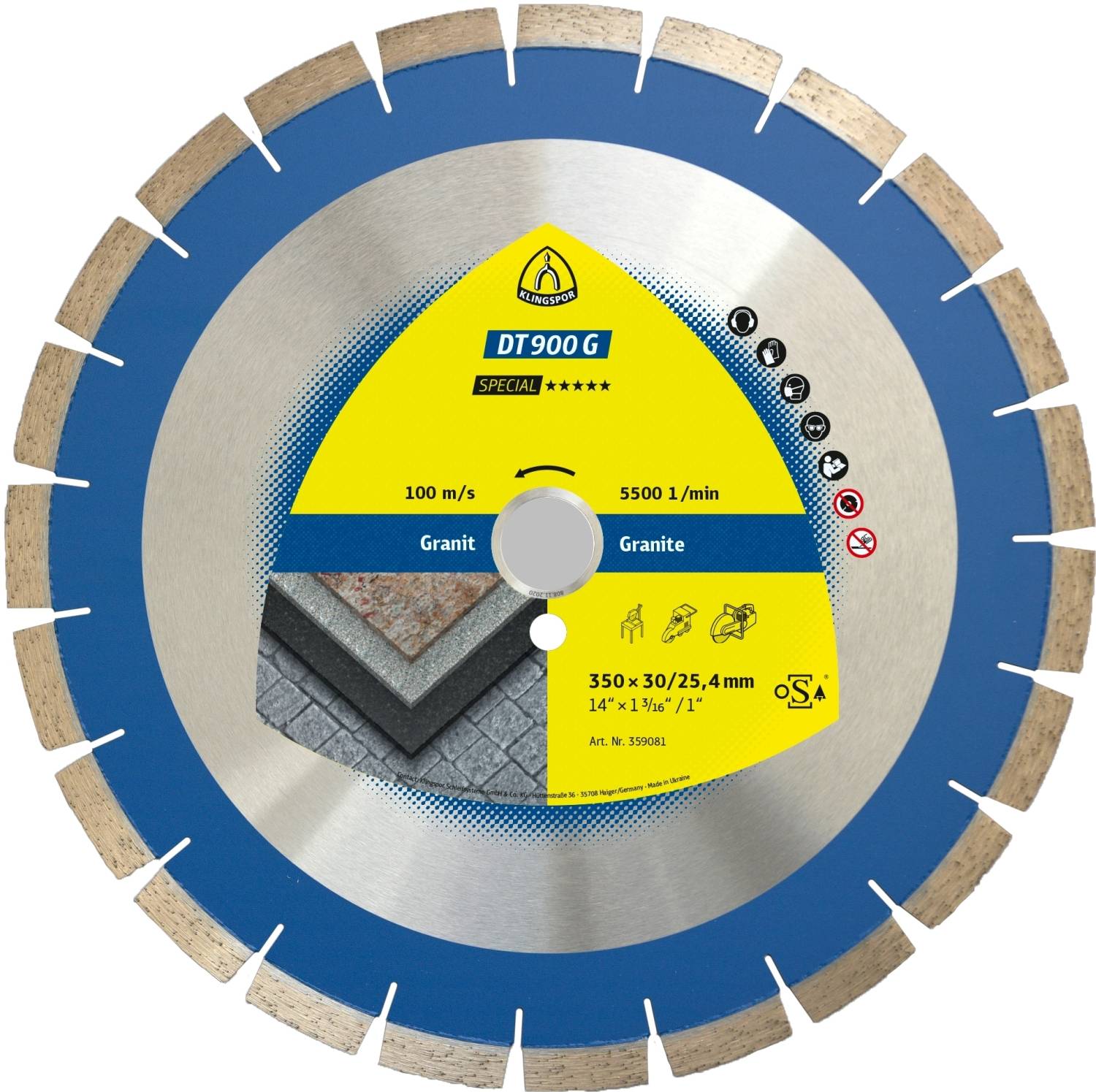 Diamantgroßtrennscheibe DT 900 G Special für Granit Porphyr Quarzit Terazzo Engverzahnung 400 x 3,6 x 30(25,4) mm-0