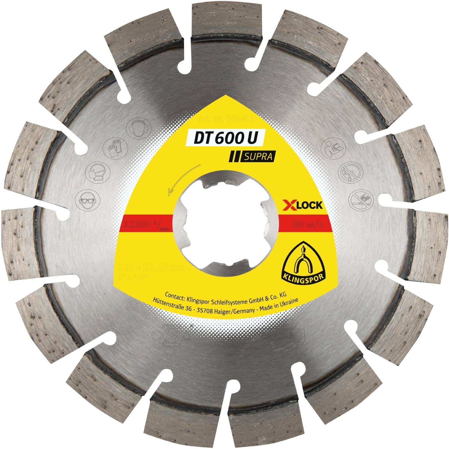 Diamanttrennscheibe DT 600 U Supra für Beton Kalksandstein Kurzverzahnung X-LOCK 115 x 2,4 x 22,23 mm