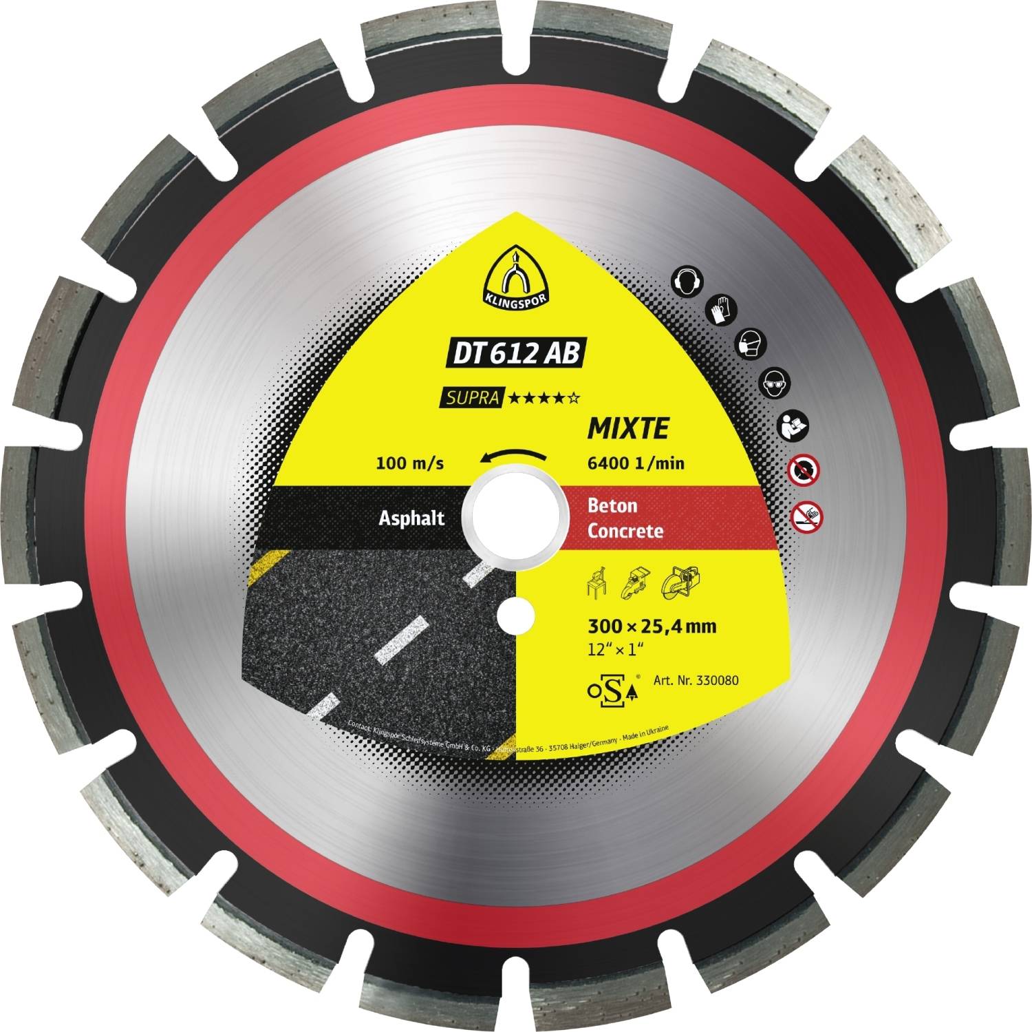 Diamantgroßtrennscheibe DT 612 AB Supra für Asphalt Beton Weitverzahnung 400 x 3,6 x 25,4 mm-0