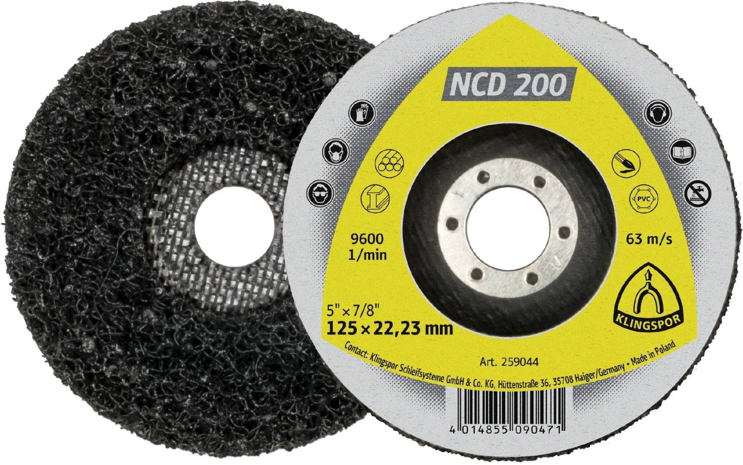 5 Stück Reinigungsscheibe NCD 200 Siliziumkarbid grob für Stahl NE-Metalle Kunststoff 115 x 22,23 mm-0