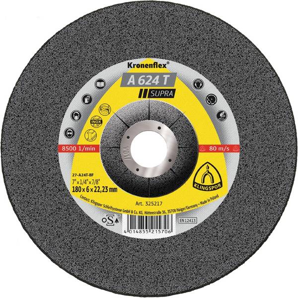 10 Stück Kronenflex® Schruppscheiben A 624 T gekröpft für Stahl Edelstahl Guss 180 x 6 x 22,23 mm
