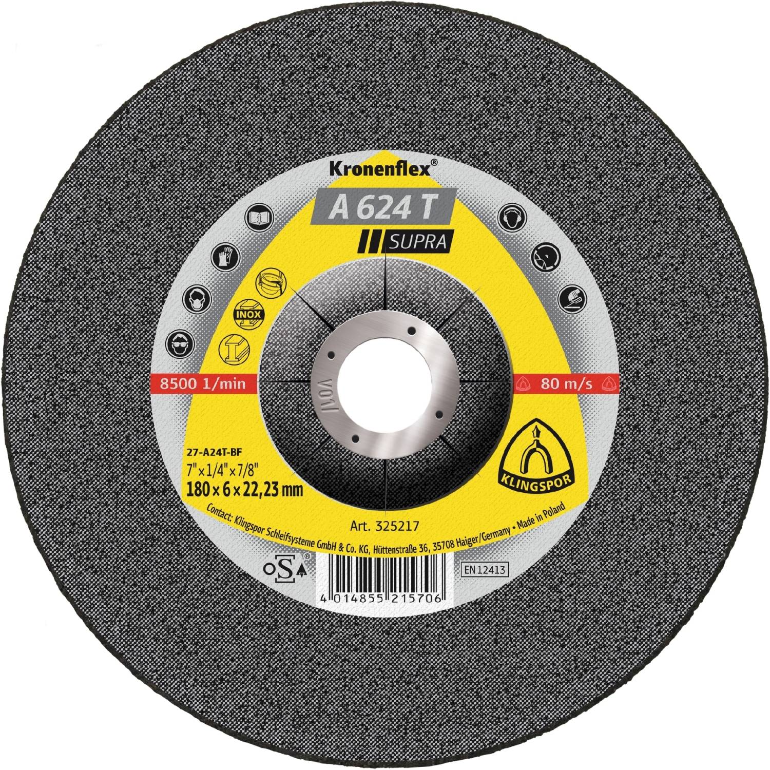 10 Stück Kronenflex® Schruppscheiben A 624 T gekröpft für Stahl Edelstahl Guss 180 x 6 x 22,23 mm-0