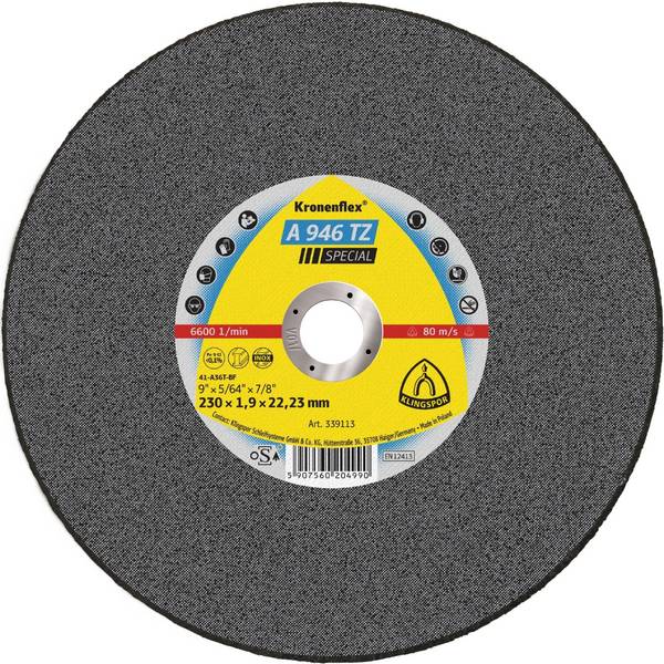 25 Stück Kronenflex Trennscheiben A 946 TZ gerade für Stahl Edelstahl 230 x 1,9 x 22,23 mm
