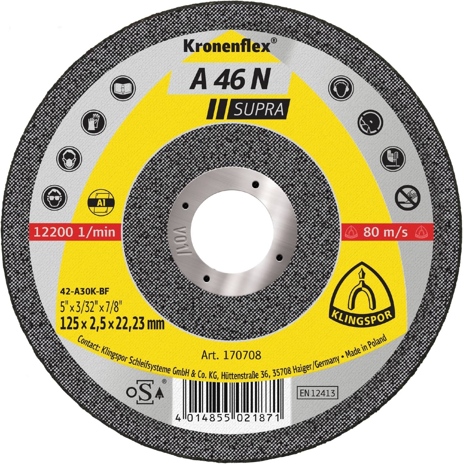 25 Stück Kronenflex® Trennscheiben A 46 N gekröpft für Aluminium 125 x 2,5 x 22,23 mm-0