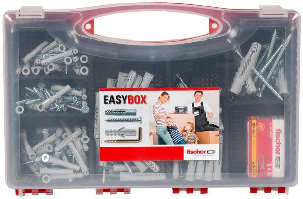 fischer EASY Box Dübelsortiment Universaldübel mit Schrauben und Haken 252-teilig