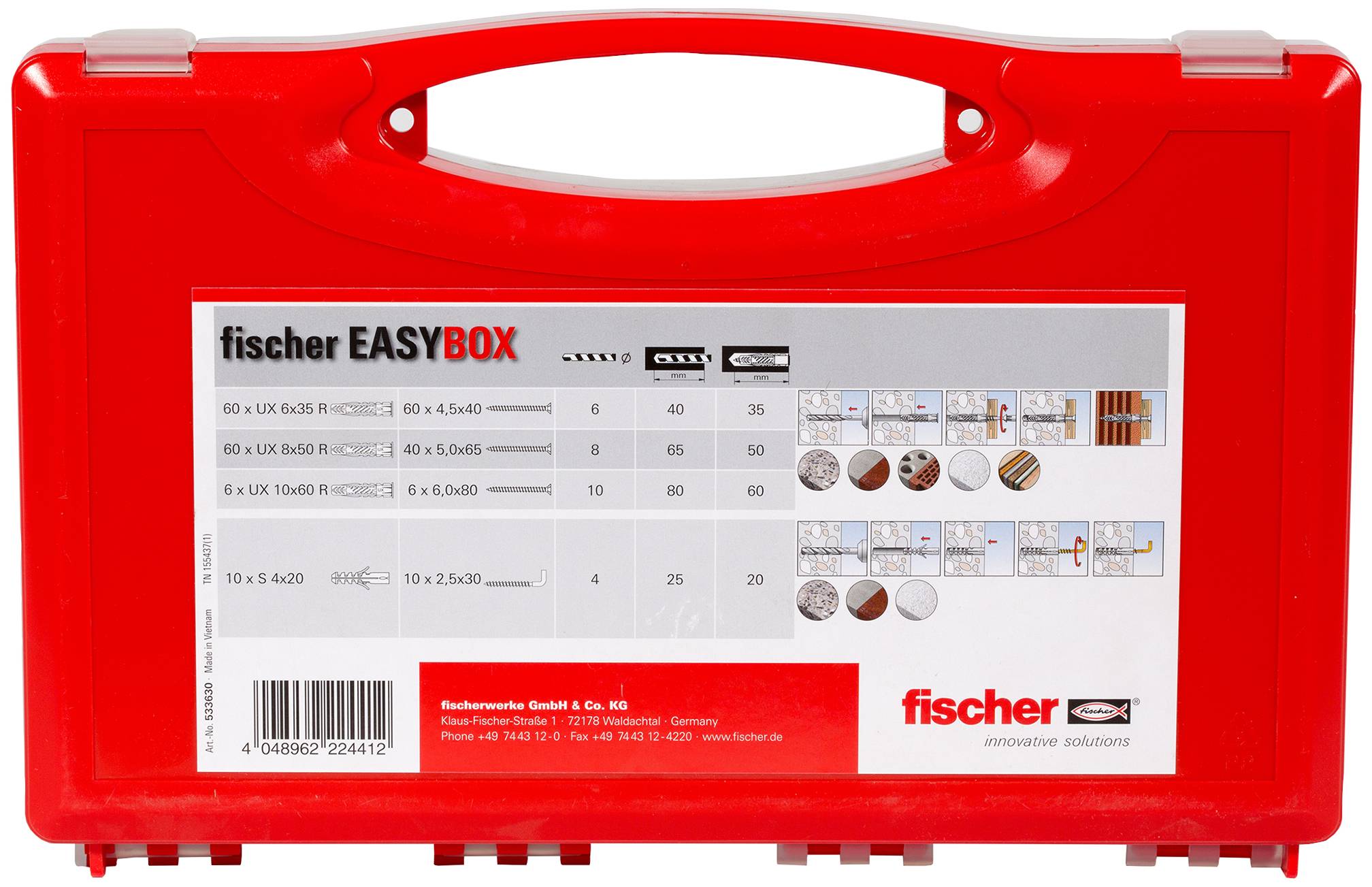 fischer EASY Box Dübelsortiment Universaldübel mit Schrauben und Haken 252-teilig-1