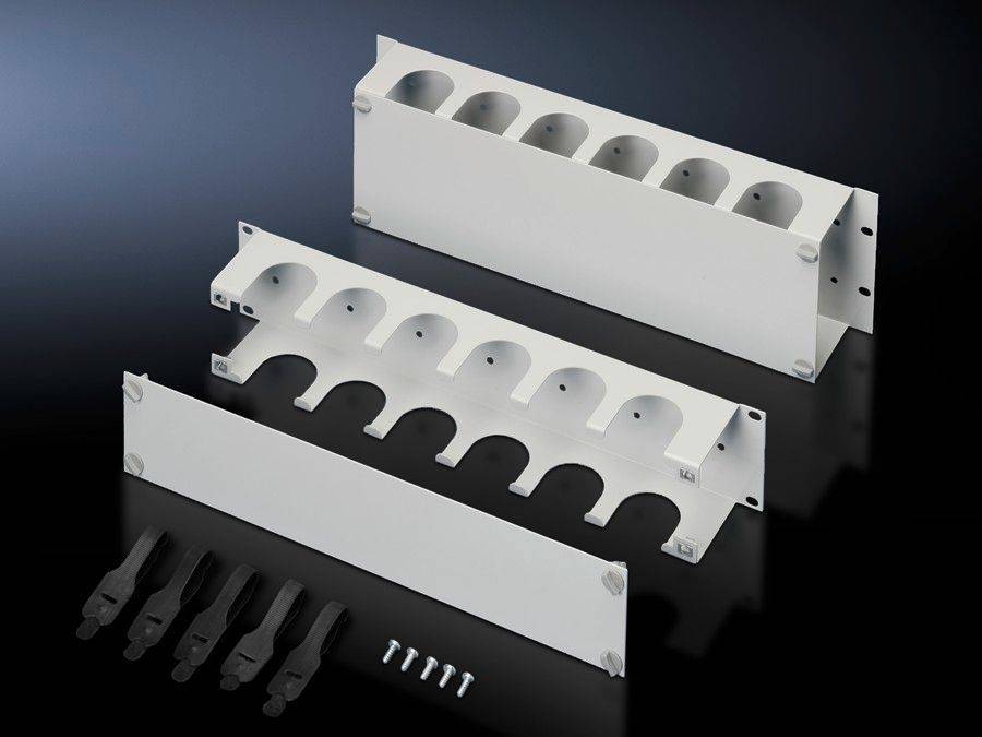 Rittal DK - Rack Kabelmanagement-Kabelkanal mit Abdeckung - Hellgrau, RAL 7035 - 2U - 48.3 cm (19")-0