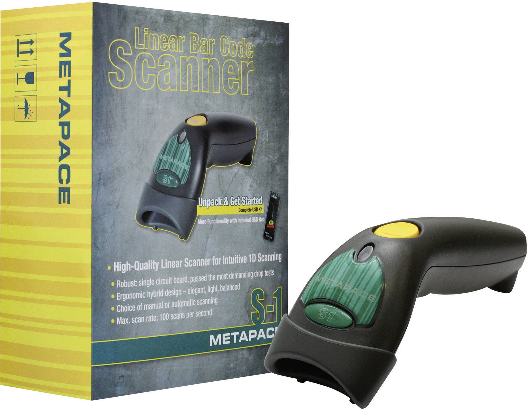 Bluetooth/® Metapace S-2 USB-Kit Barcode-Scanner Bluetooth/® 1D Imager Schwarz Hand-Scanner USB