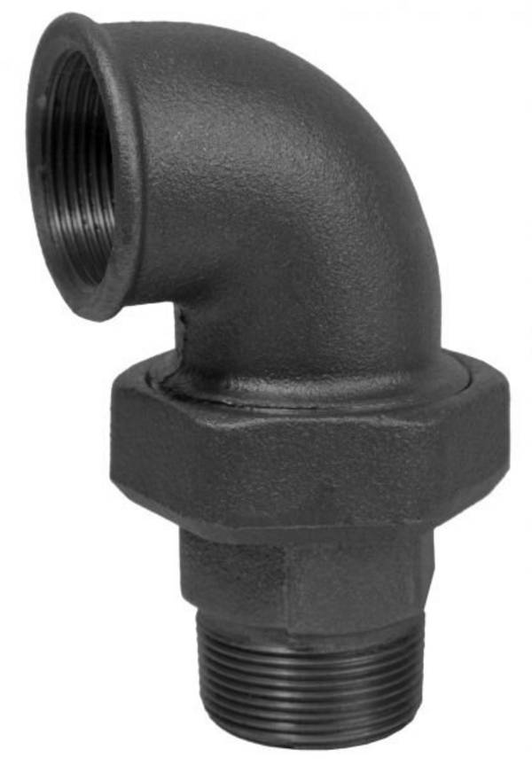 SCHMIDT HERMANN Temperguss-Winkelverschraubung Nr.97 11/4", flachdichtend, mit 1 AG, schwarz