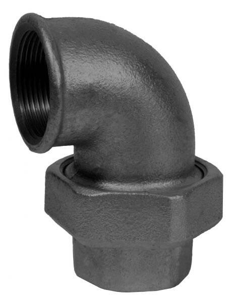 SCHMIDT HERMANN Temperguss-Winkelverschraubung Nr.95 11/2",flachdichtend, mit 2 IG, schwarz