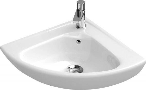 Villeroy & Boch Eck-Handwaschbecken Compact O.novo 415x415mm Viertelkreis 1 Hahnloch mit Überlauf Weiß Alpin-7