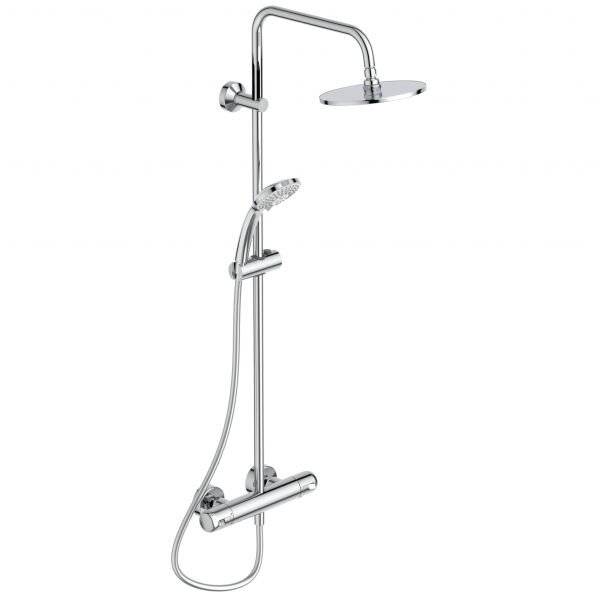 concept 100 Duschsystem m. Brausethermos Chrom / Kopfbrause 200mm / schwenkb. Arm-0