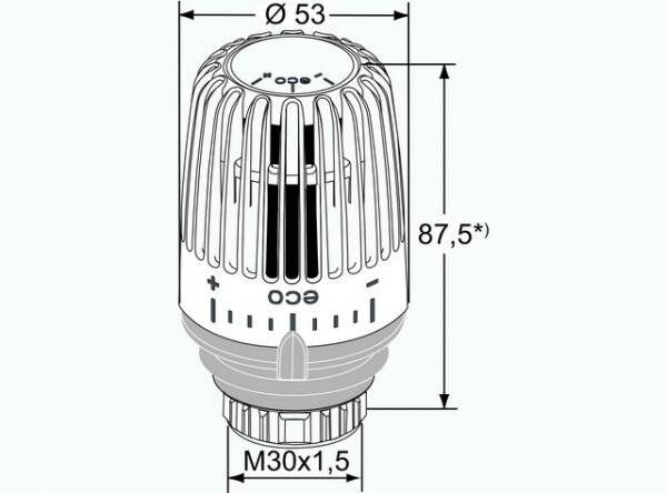 IMI Heimeier Thermostat-Kopf K-eco, mit eingebautem Fühler, Weiß-2