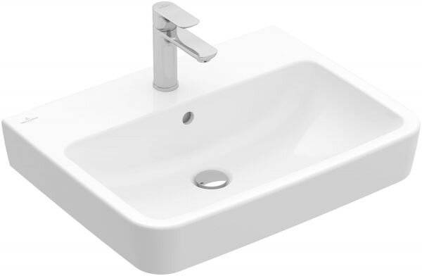 Villeroy & Boch Waschbecken O.novo 650x460mm Eckig 1 Hahnloch mit Überlauf Weiß Alpin-4