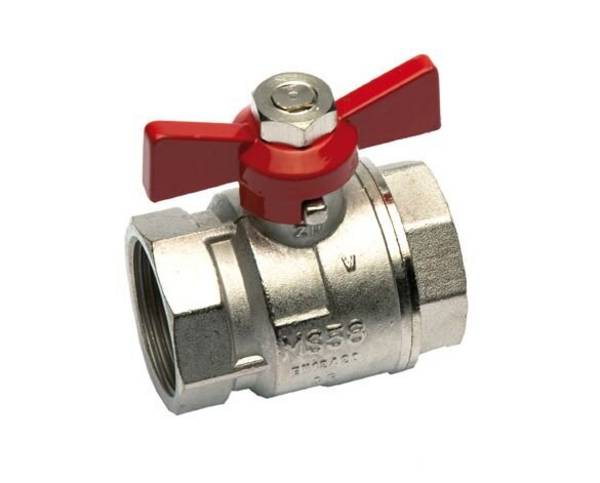 concept Kugelhahn 1 " IG Pms vernickelt Flügelgriff Alu rot